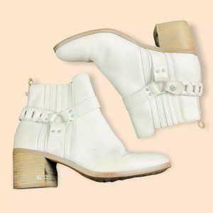 Sam Edelman Women's Dalma White Ankle Boots Shoes 8.5 Medium